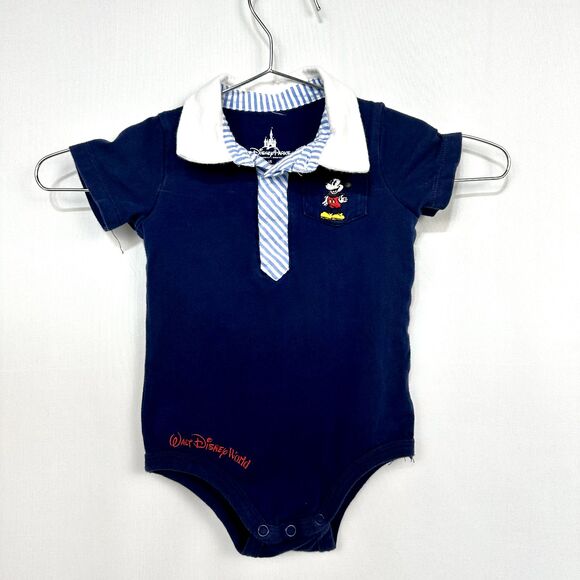 Disney Parks Collared Mickey Embroidered Body Suit Size Dapper 18 Months - Picture 1 of 4